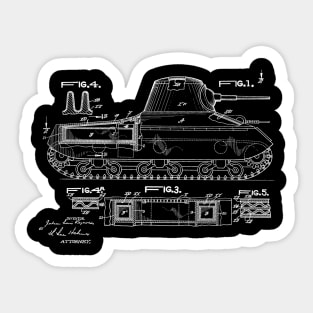 Military Tank Vintage Patent Drawing Sticker